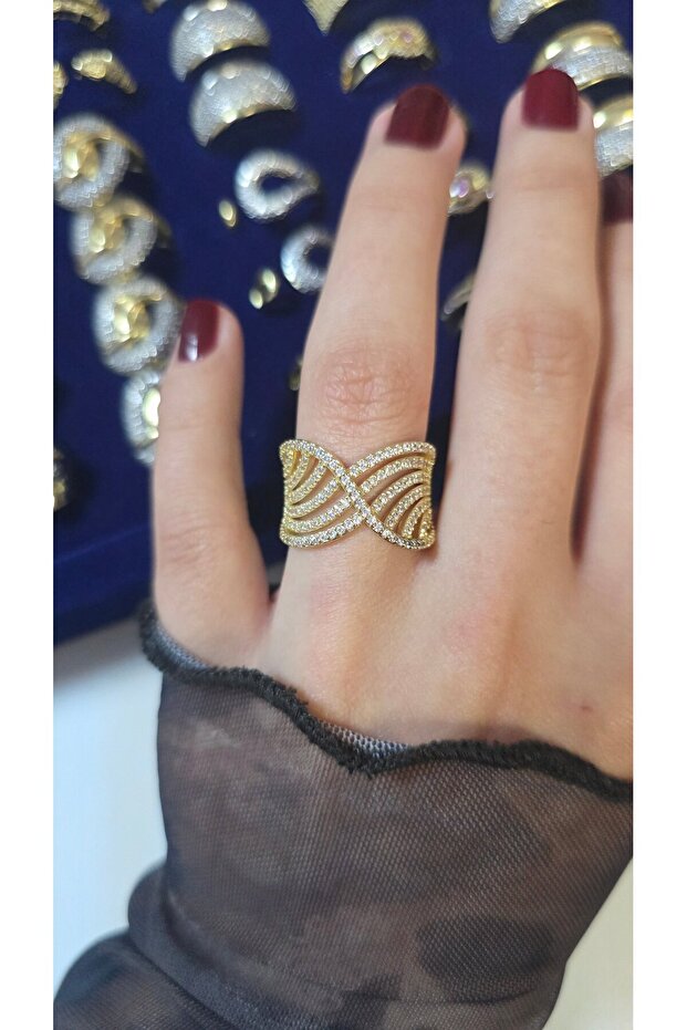 Premium Design Zircon Stone Sparkling Women's Ring Adjustable Without Size