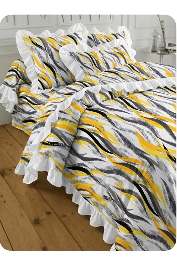 Double Ruffled Duvet Cover and 2 item(s) Ruffled Pillowcase || WITHOUT SHEET ||