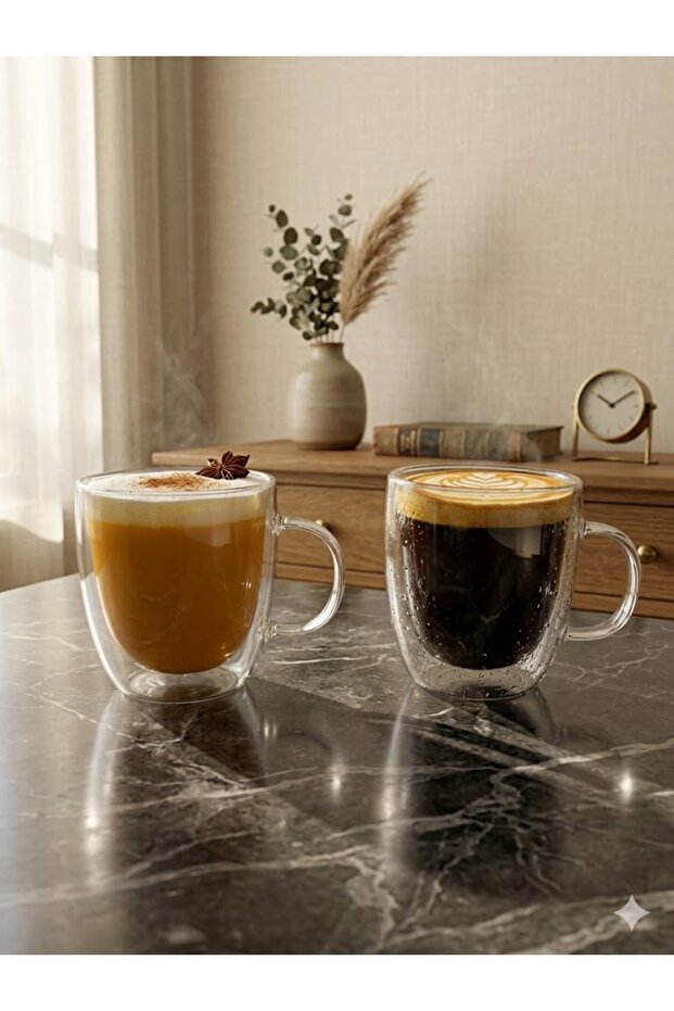 2-Piece Double Walled Heat Resistant Borosilicate Glass Cup - Tea Cup