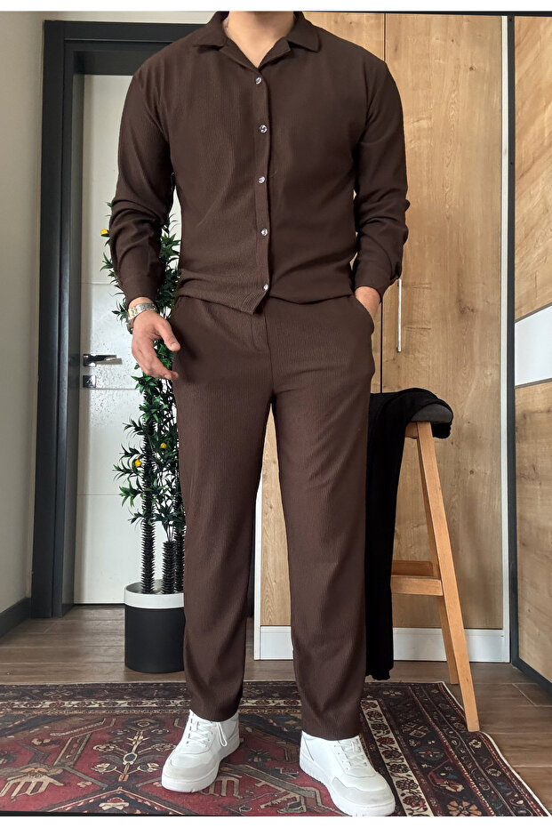 Corduroy Baggy Suit Shirt and Pants 2-Piece Set