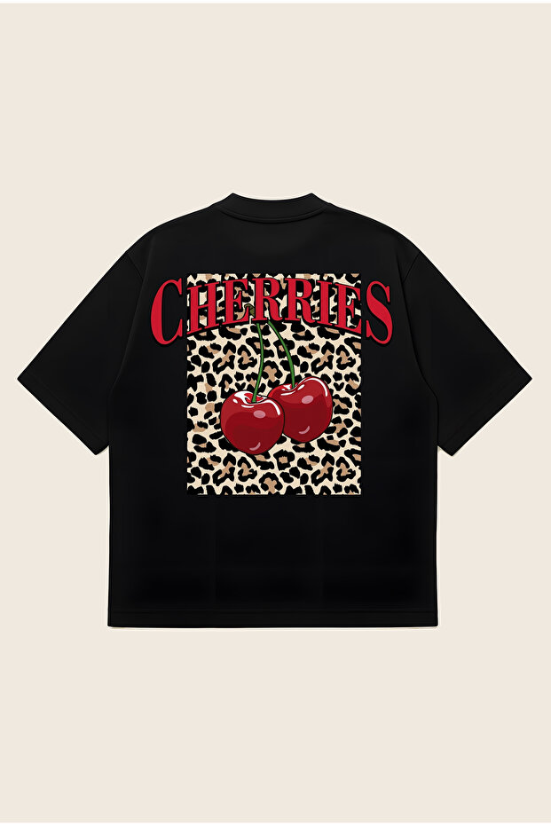 Cherries Oversize Boxy Cut Unisex 100% Cotton Printed Tshirt | Streetwear