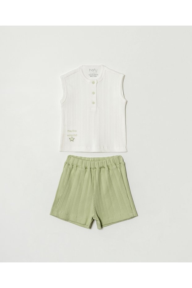 Baby Boy, Summer T-Shirt and Shorts 2-Piece Set / Green-White