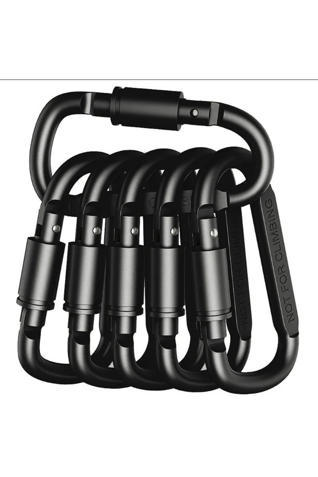 D-6 Black 4-6PCS Carabiner Set For Key Camping Survival EDC Outdoor Keychain Clip Alloy Aluminum Ta