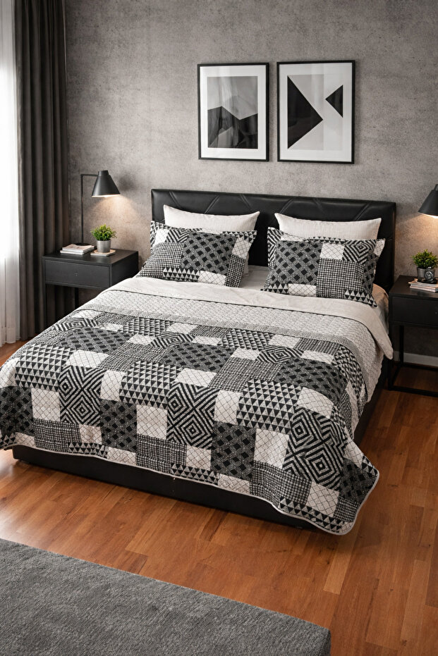 Li̇ya Four Seasons Quilted Double Duvet Cover Set