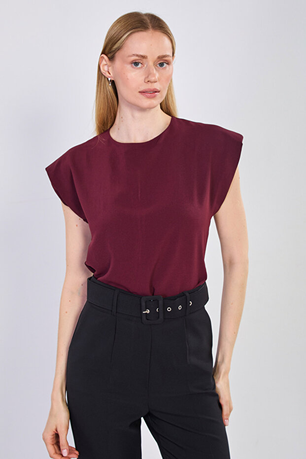 Women's Padded Sleeveless Blouse - Plum