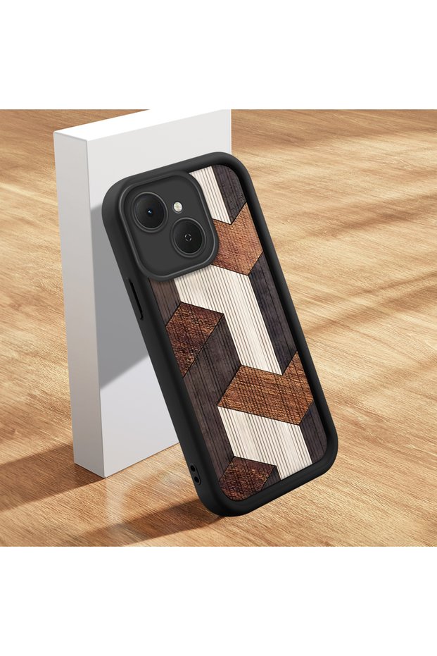 Tecno Spark 40C Compatible, Stylish Wood Patterned Silicone Phone Case