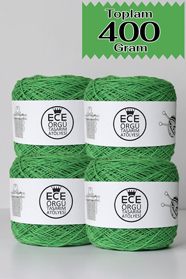 Botanical Green, 100% Cotton, Twisted Knitting Yarn (400 Gr.)