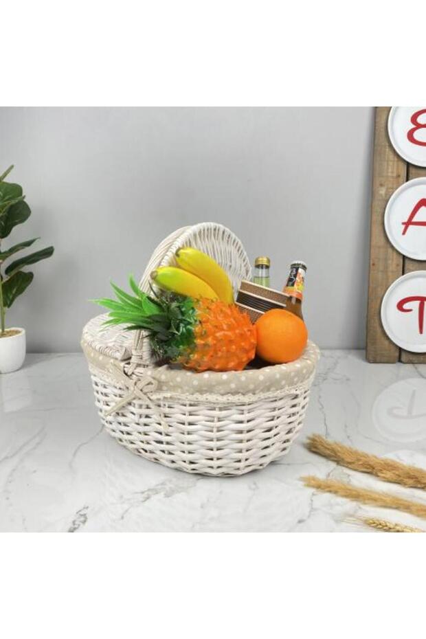 Oval White Straw Basket