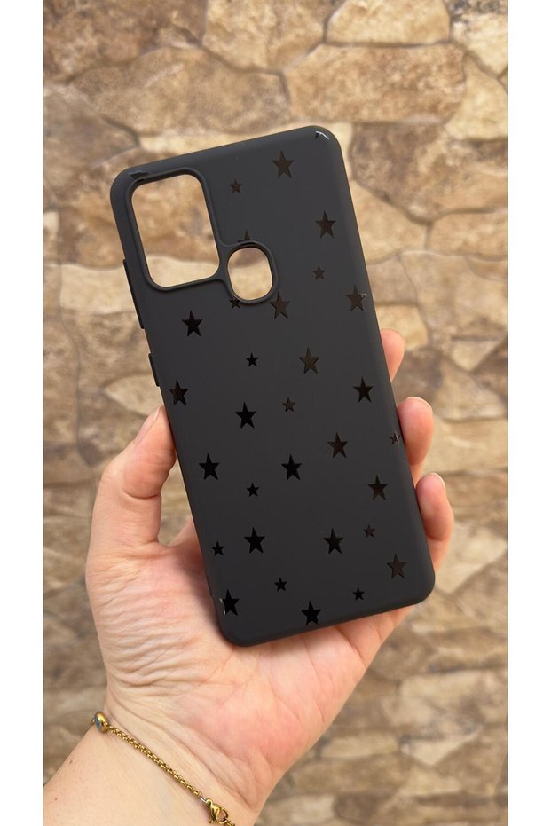 Casper Via F20 Compatible Mini Black Star Patterned Silicone Shock Absorbing Classic Protective Rubber Case