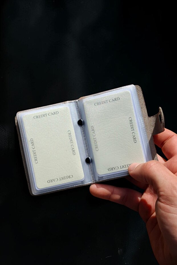 Transparent Card Holder 20 Compartments Genuine Leather Small Card Holder Business Card Holder 9.5 X 7 cm