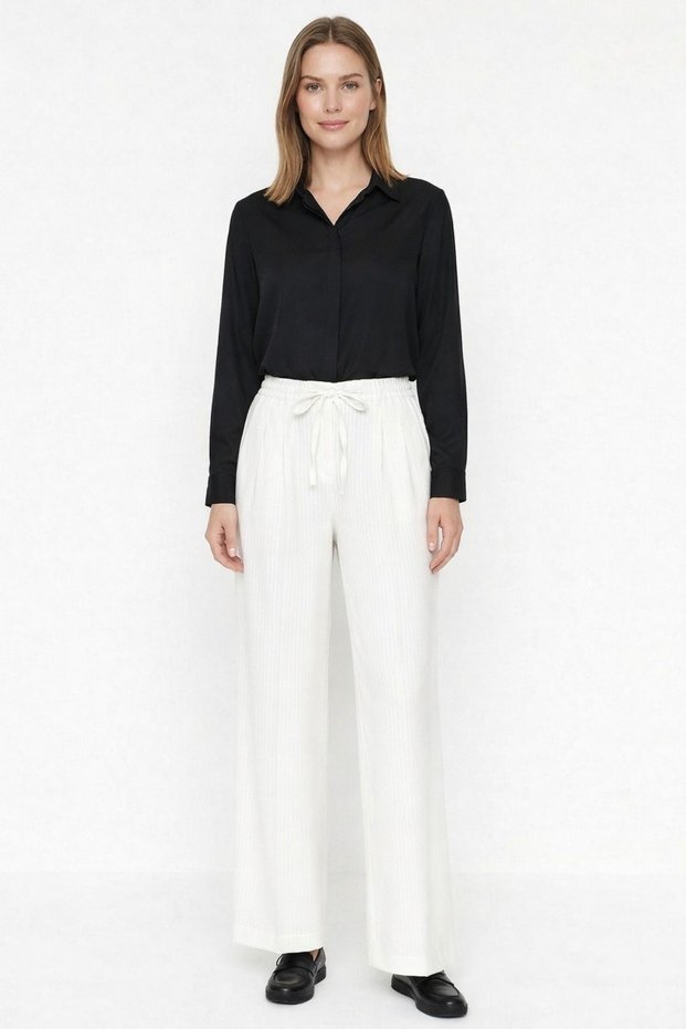 White Tie-Dye Palazzo Trousers 3884