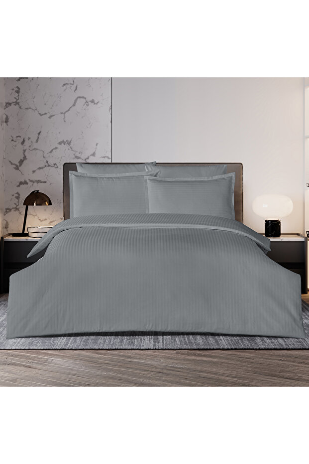 Infinity Single Poplin Duvet Cover Set Gray (4 Pieces) 160X220 Gray