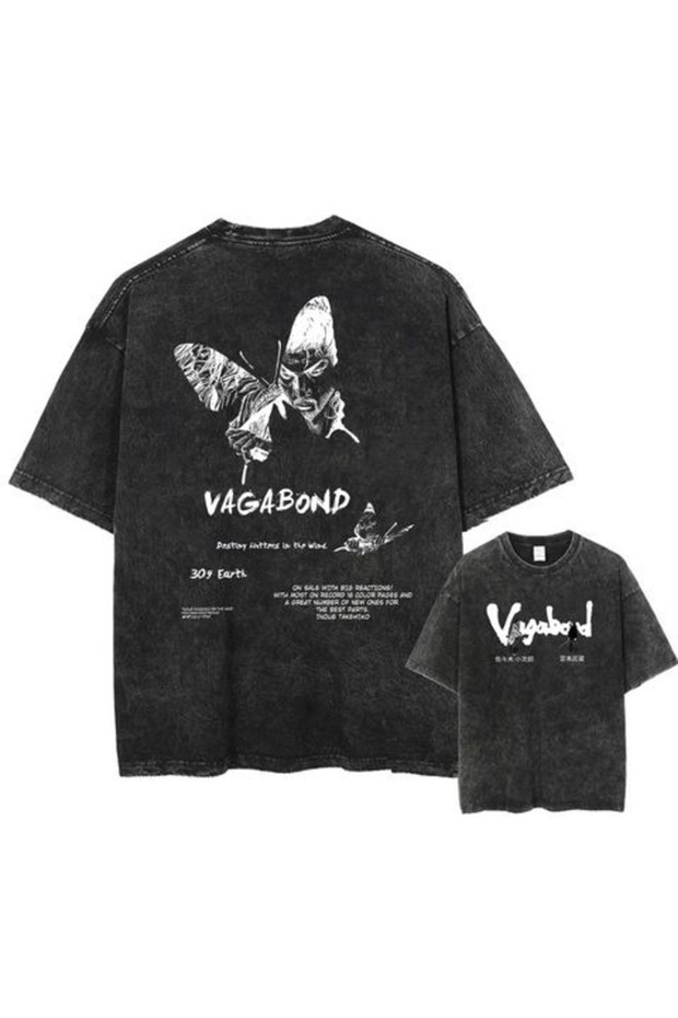 Unisex Men'S/Women's Custom Printed Washed Street Style Oversized Cotton Crew Neck T-Shirt Anthracite