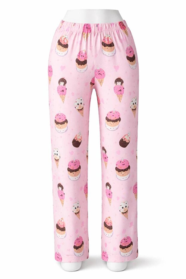 Women's Single Bottom Pajama Cotton Supremsoft Combed Cotton Pink Icecream