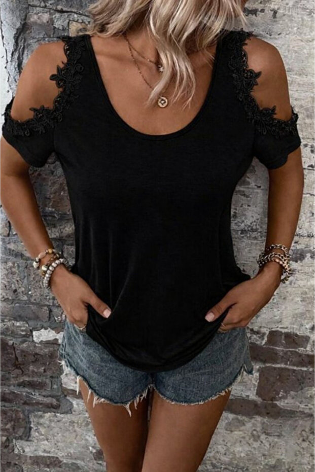 Women's Round Neck Off-The-Shoulder Viscose Blouse