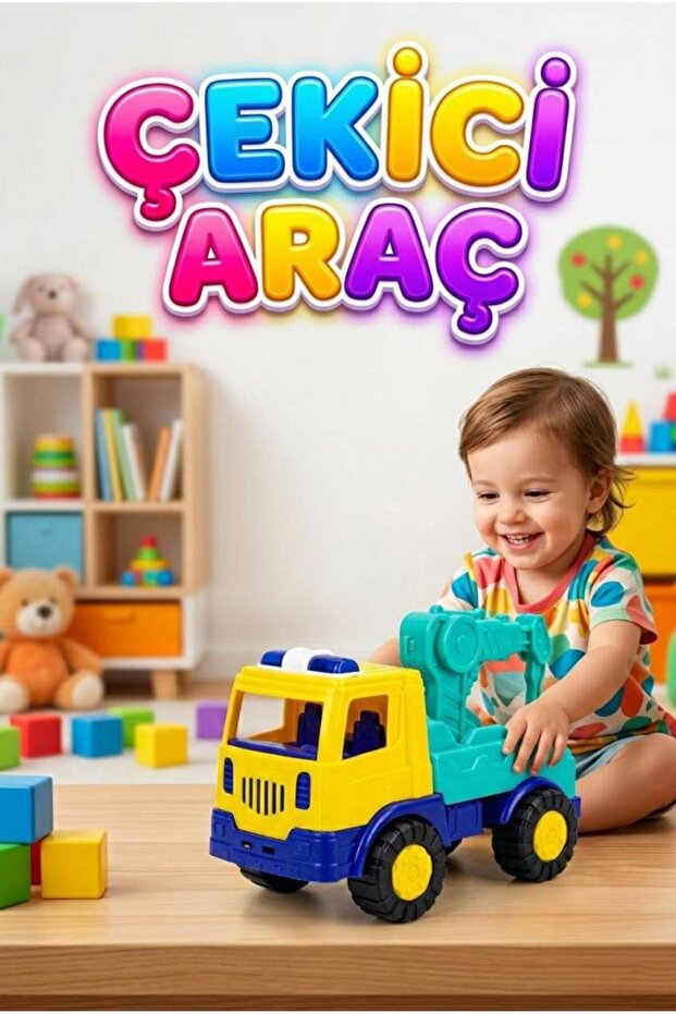 Construction Truck with Pull-Back Movable Crane, Rotatable Crane Construction Vehicle Themed Toy Truck