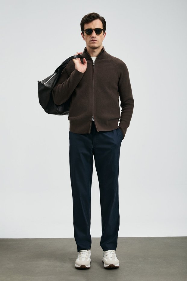 Slim Fit Regular Waist Straight Leg Chino Trousers Men's Pants 112190334