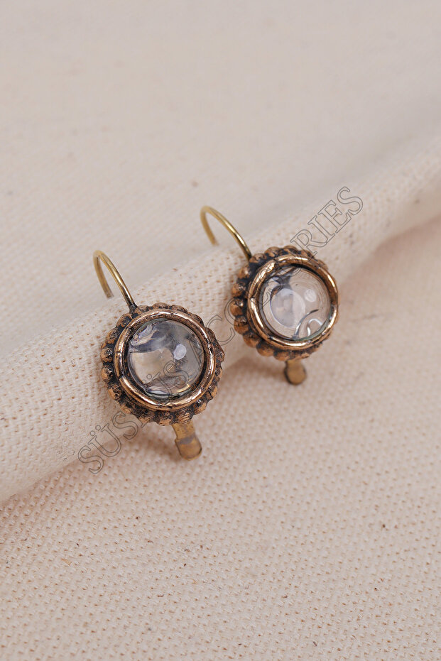Oval Authentic Earrings with Rutile Quartz Stone