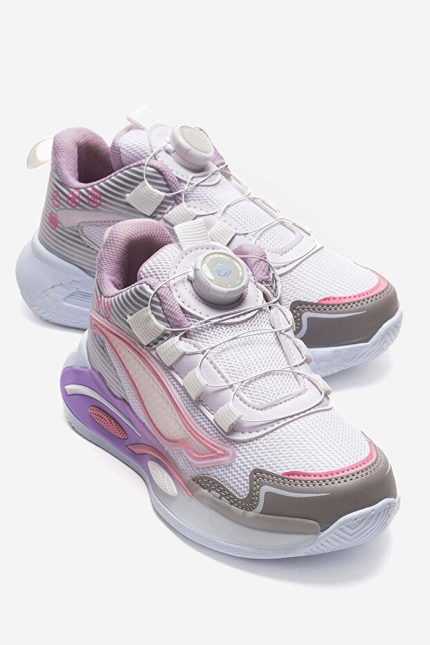 Zippered Lace Anorak Children's Sports Shoes 31-35 White Pink