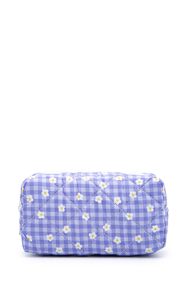 Zc263 Fabric Women's Makeup Bag Lilac Plaid
