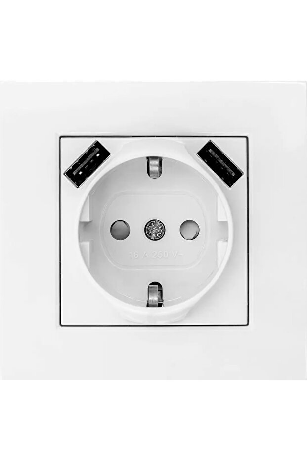مقبس كهربائي Karre-Meridian 90970X92 مع 2 منفذ USB 5V-2A مقاوم للأطفال باللون الأبيض (كامل)