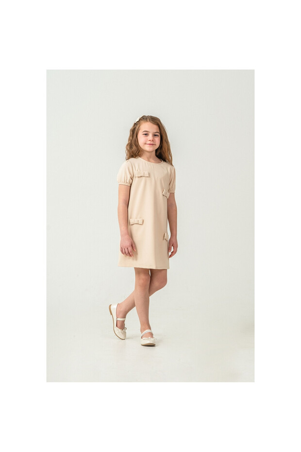Girls' Bow Decorations Woven Dress