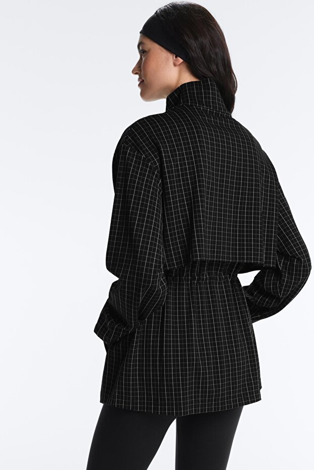 Long checked piqué jacket - 5