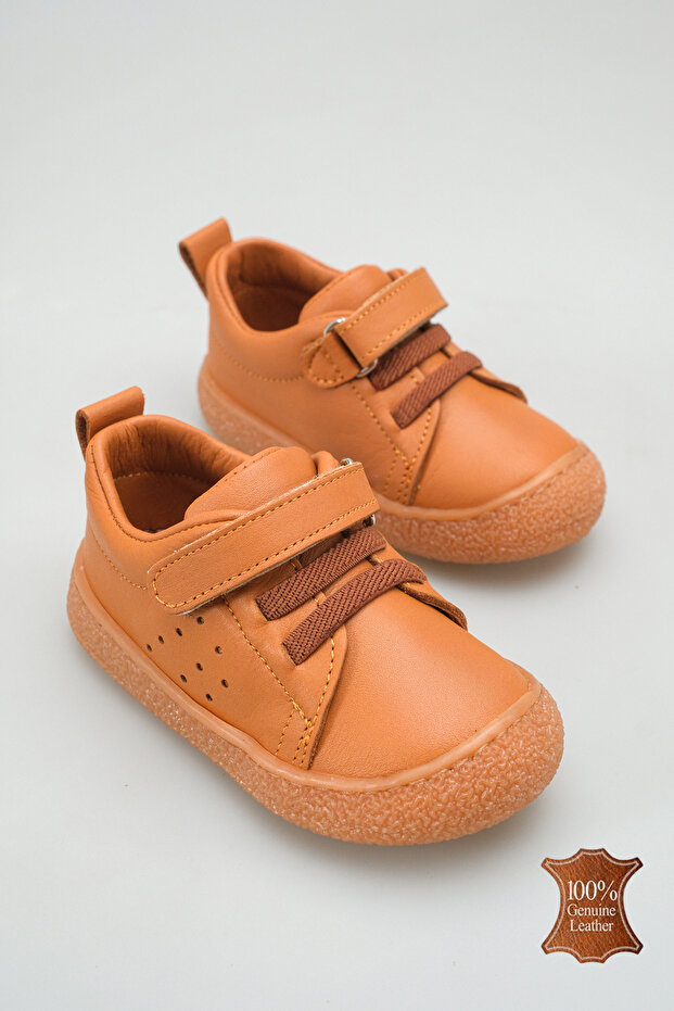 Genuine Leather Orthopedic Flexible Sole First Step Baby Sneaker Shoes - Wide Fit