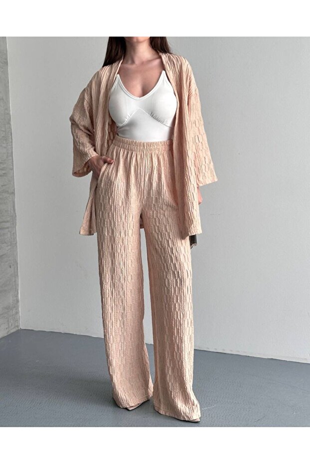 Comfortable Fit Kimono Wide Leg Pants Set Summer Stylish Kimono
