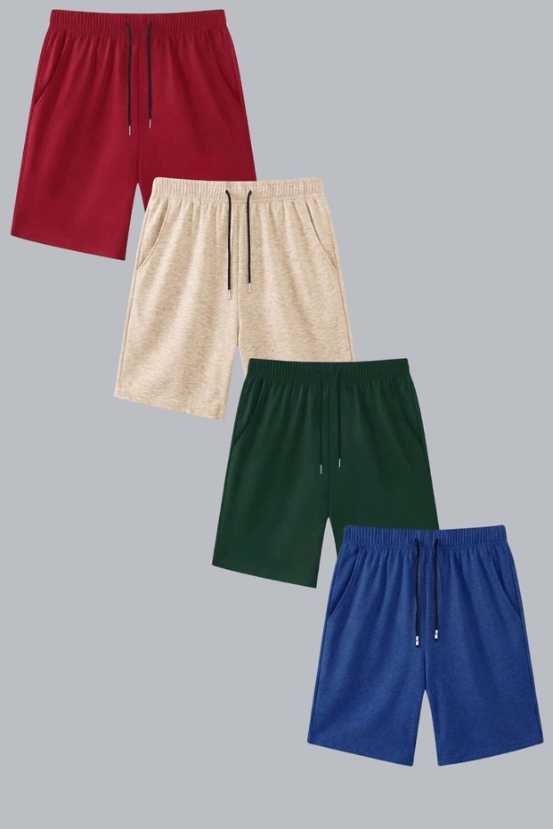 Busekids Unisex Summer Shorts/Capri 4-Piece Super Deal Set Comfortable Fit 9 Colors