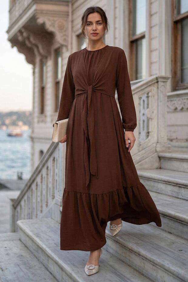 Tied Ayrobin Dress Brown Ss2873