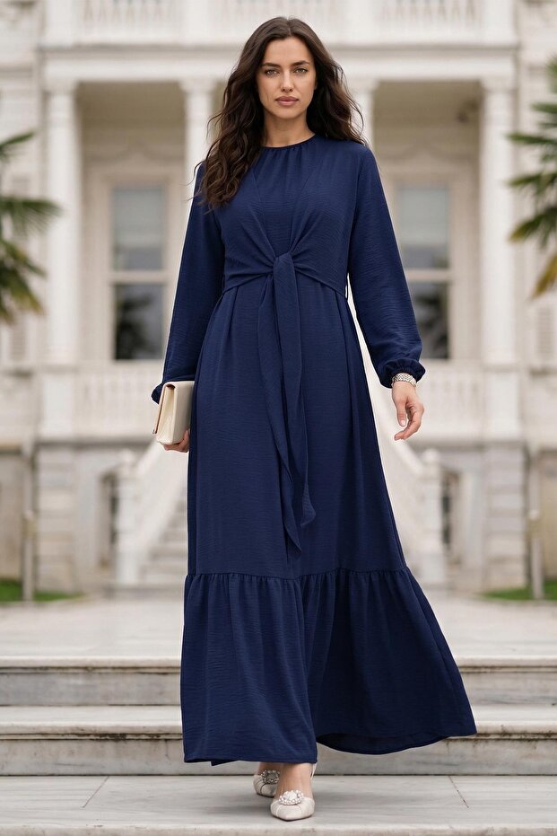 Tied Ayrobin Dress Navy Blue Ss2873