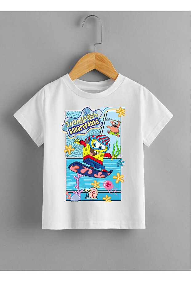 Sponge Bob Printed Black Kids T-Shirt