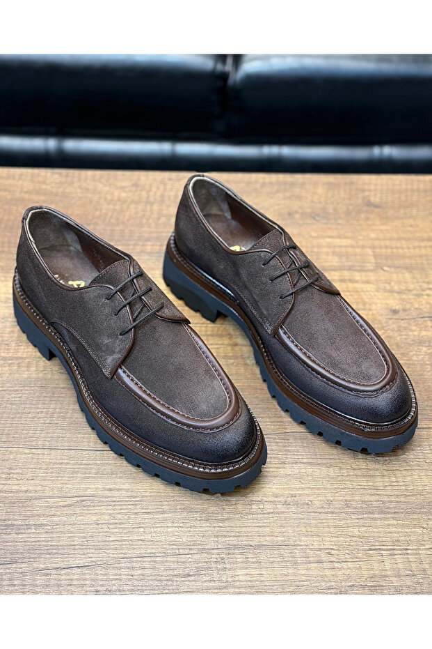 Casual Bitter Brown Leather Shoes (Nubuck)