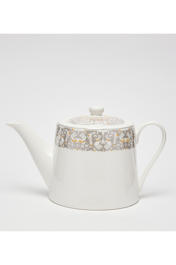 New Bone China 23x14cm White/Silver Tea Pot