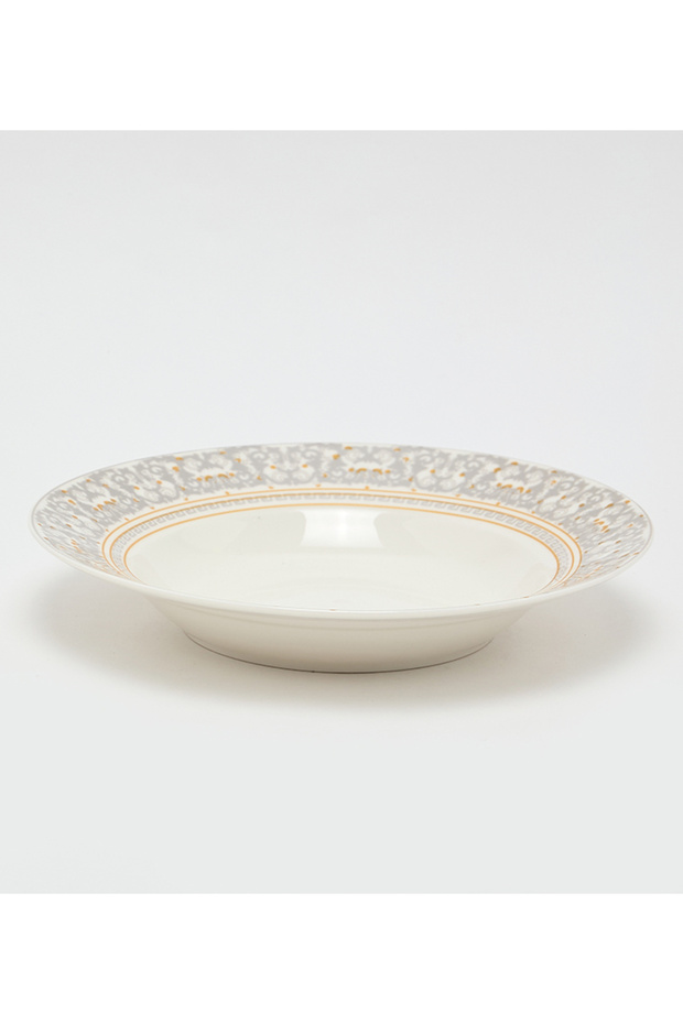 New Bone China 21x21cm White/Silver Soup Plate