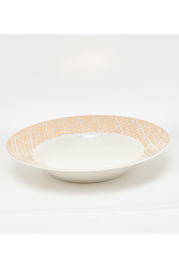 New Bone China 21x2cm White/Gold Soup Plate