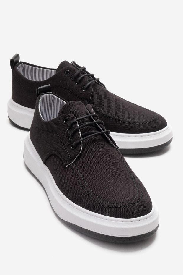Men's Linen Shoes; Black Linen
