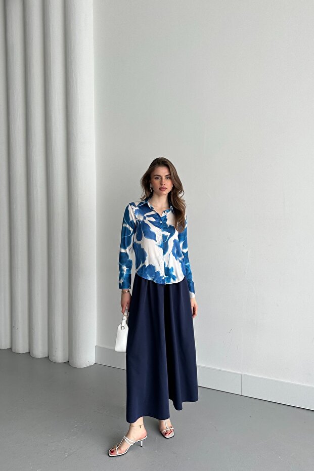قميص MY FASHION منقوش بأزرار وملمس مميز