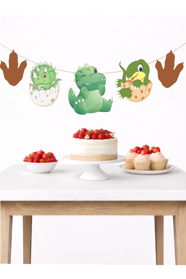 Dinosaur Banner Party and Birthday Decoration 5 Figures from 10 to 12 cm