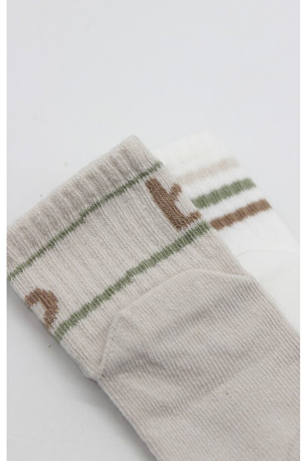 Combed Cotton Non-Slip Socket Socks 2-Pack 10144 Stone Ecru