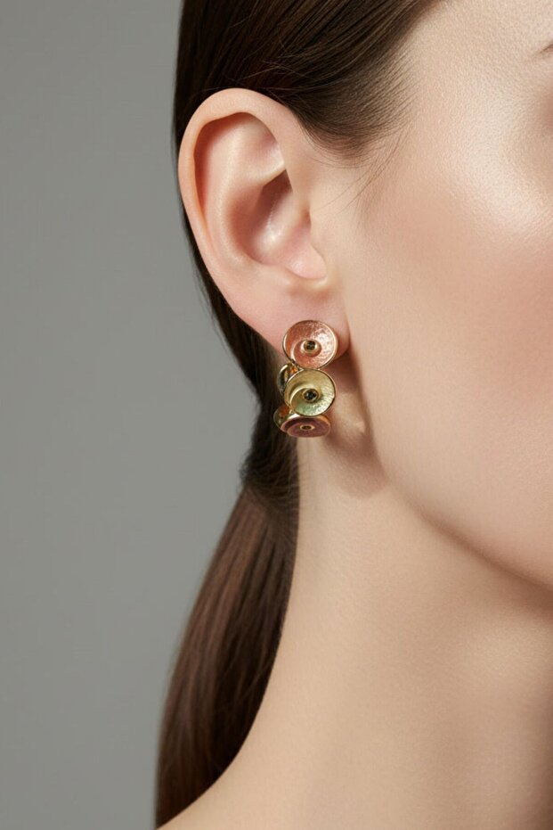Colorful Hoop Earrings with Flower Figures (2 cm)
