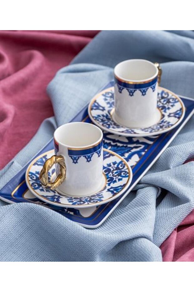 Francesca 2-Person Porcelain Coffee Cup Set - 90 ml / Navy Blue