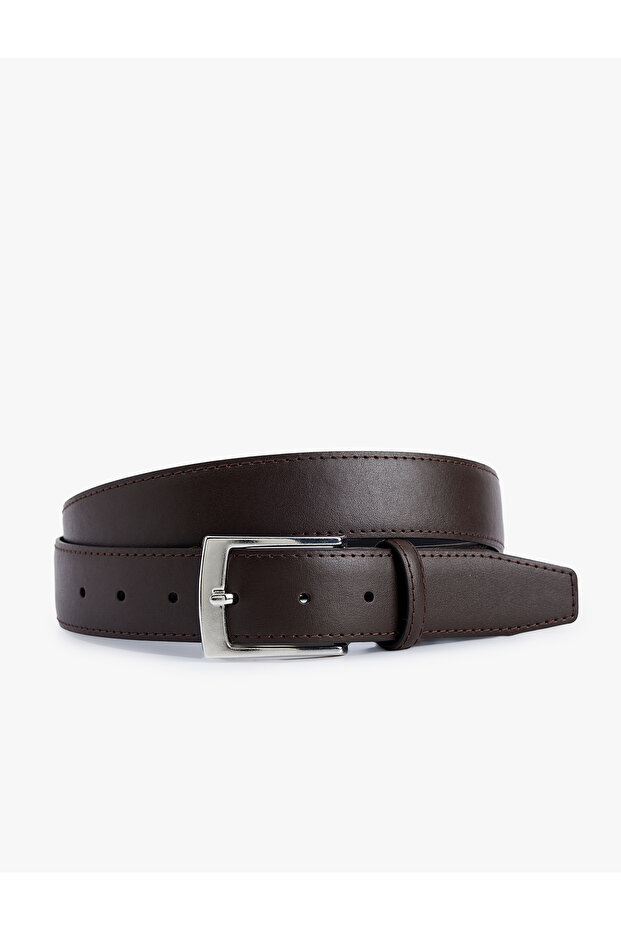 Faux Leather Belt with Buckle