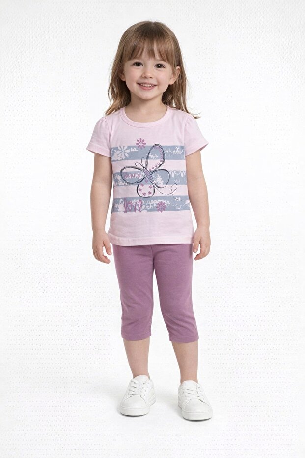 Butterfly Girl's Summer Shorts Set