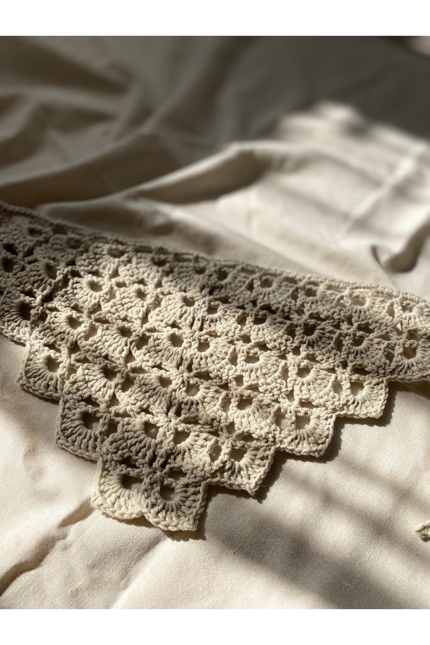 Cream Colored Knitted Bandana, Hand-Knitted Bandana
