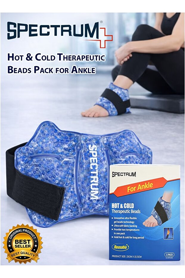 Ankle Hot & Cold Gel Pack 25x15.5cm Reusable Ice & Heat Compress Therapy Wrap Support Strap