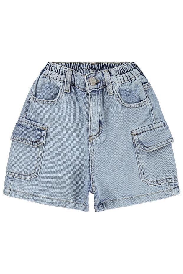 Drawstring Cargo Shorts for 6-9 Years Old with Pockets - Blue