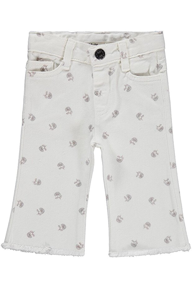 Floral Print 6-18 Months Pants - Ecru