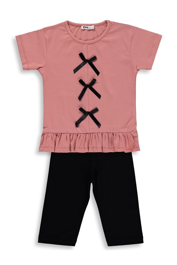 2-5 Years Old Set with Bow - Light Red-Black